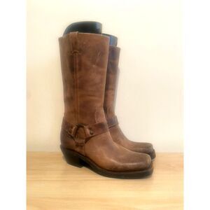 BCBGirls Brown Leather Harness Boots Women’s 6.5 Western Moto Riding Boots